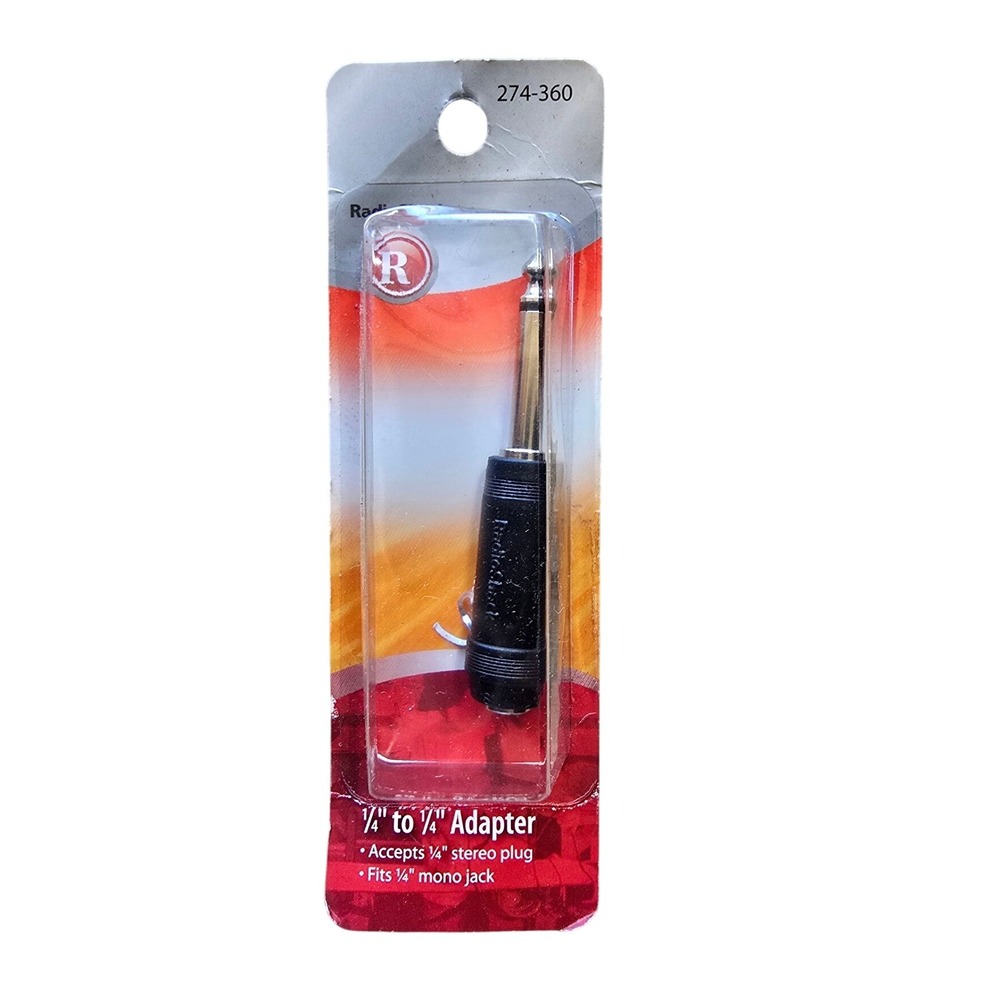 RadioShack 1/4 to 1/4 Adapter Stereo Plug to‎ Mono Jack 274-0360 New
